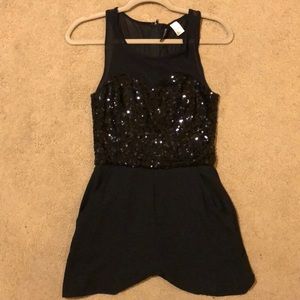 Black sequin top romper